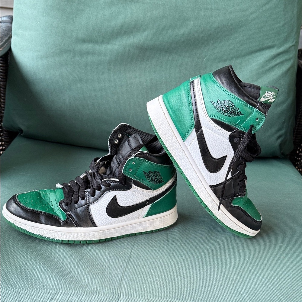 Nike Air High-Top Sneakers - Black, Green, and White
